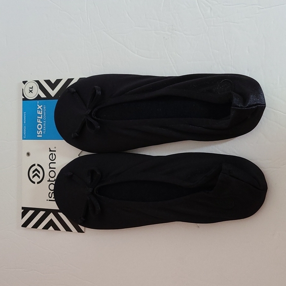 Isotoner Black Ballet Slippers, Isoflex, XL 9.5-10.5
